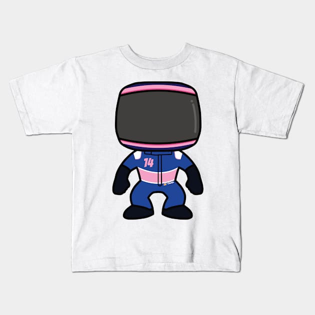 Fernando Alonso Custom Bobblehead - 2022 Season Pink Helmet Kids T-Shirt by GreazyL